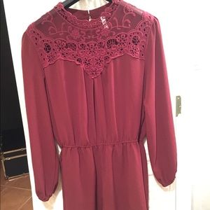 Long sleeve Burgundy Romper